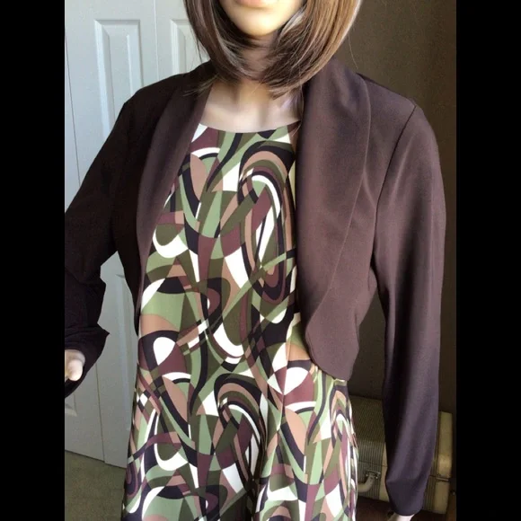 Connected Sleeveless Dress - Brown, Tan, Green and Cream - Picture 7 of 10